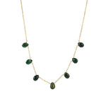 7 Stone Drop Necklace 14k Gold Filled, Green Tourmaline