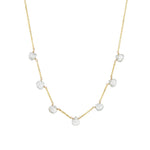 7 Stone Drop Necklace 14k Gold Filled, White Zircon