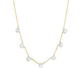 7 Stone Drop Necklace 14k Gold Filled, White Zircon
