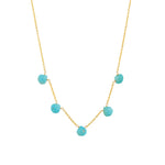 Stoned By Gem Jar-Five Stone Drop Necklace-Necklaces-14k Gold Filled, Turquoise-Blue Ruby Jewellery-Vancouver Canada