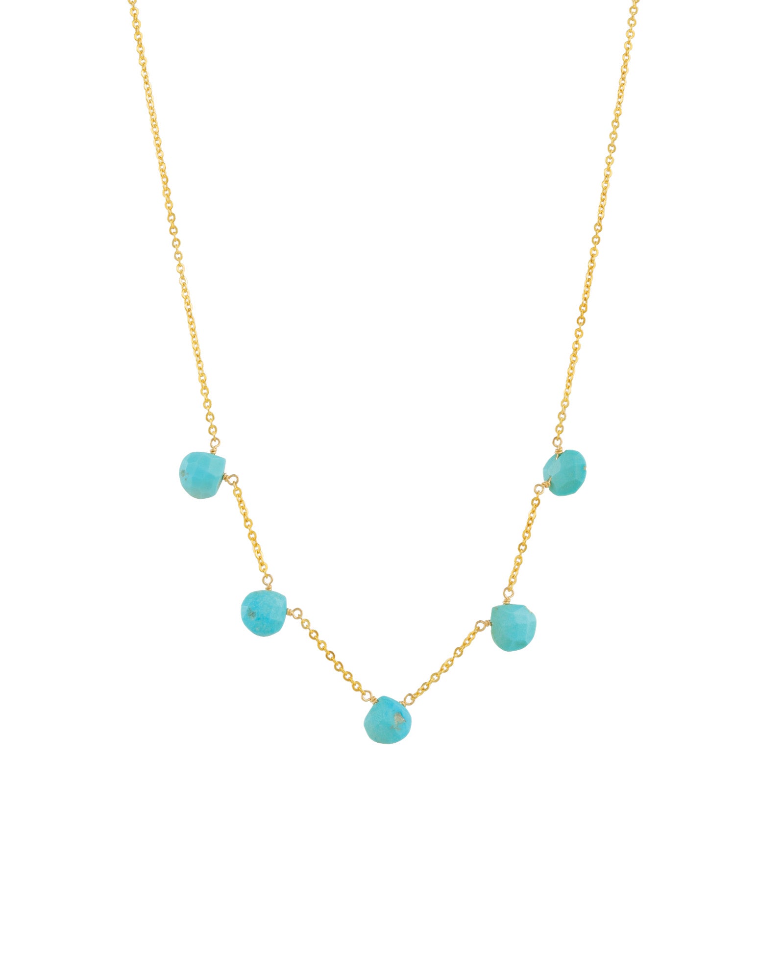 Stoned By Gem Jar-Five Stone Drop Necklace-Necklaces-14k Gold Filled, Turquoise-Blue Ruby Jewellery-Vancouver Canada