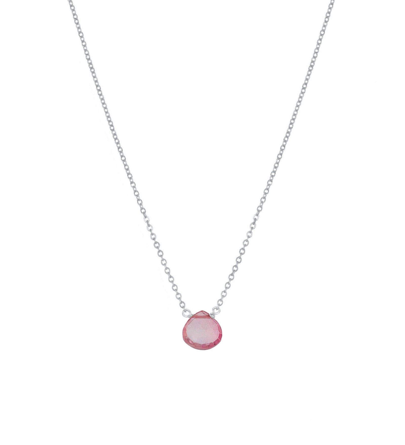 Stoned By Gem Jar-Pink Topaz Heart Cable Chain Necklace-Necklaces-Sterling Silver, Pink Topaz-Blue Ruby Jewellery-Vancouver Canada