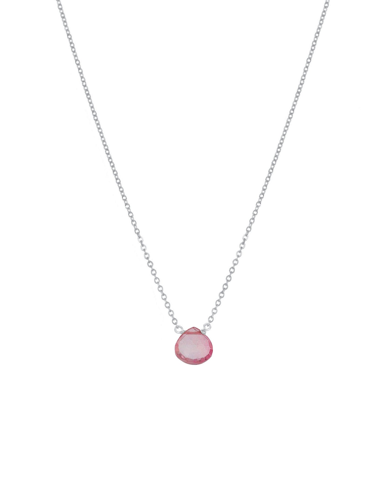 Stoned By Gem Jar-Pink Topaz Heart Cable Chain Necklace-Necklaces-Sterling Silver, Pink Topaz-Blue Ruby Jewellery-Vancouver Canada