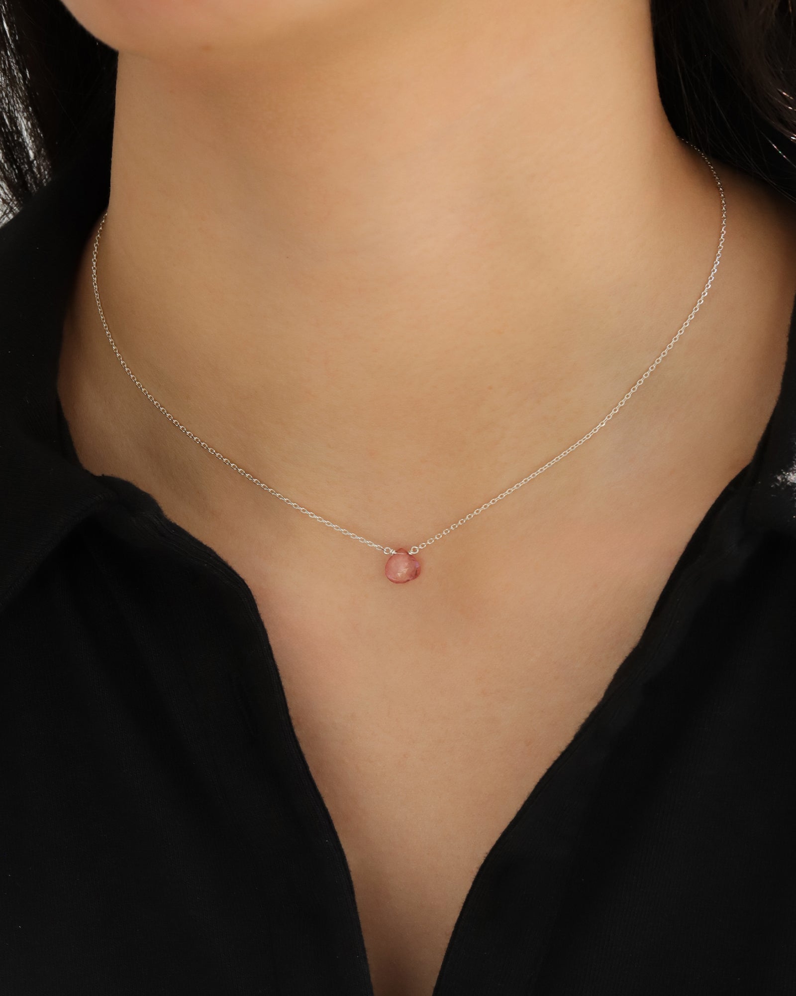 Stoned By Gem Jar-Pink Topaz Heart Cable Chain Necklace-Necklaces-Blue Ruby Jewellery-Vancouver Canada
