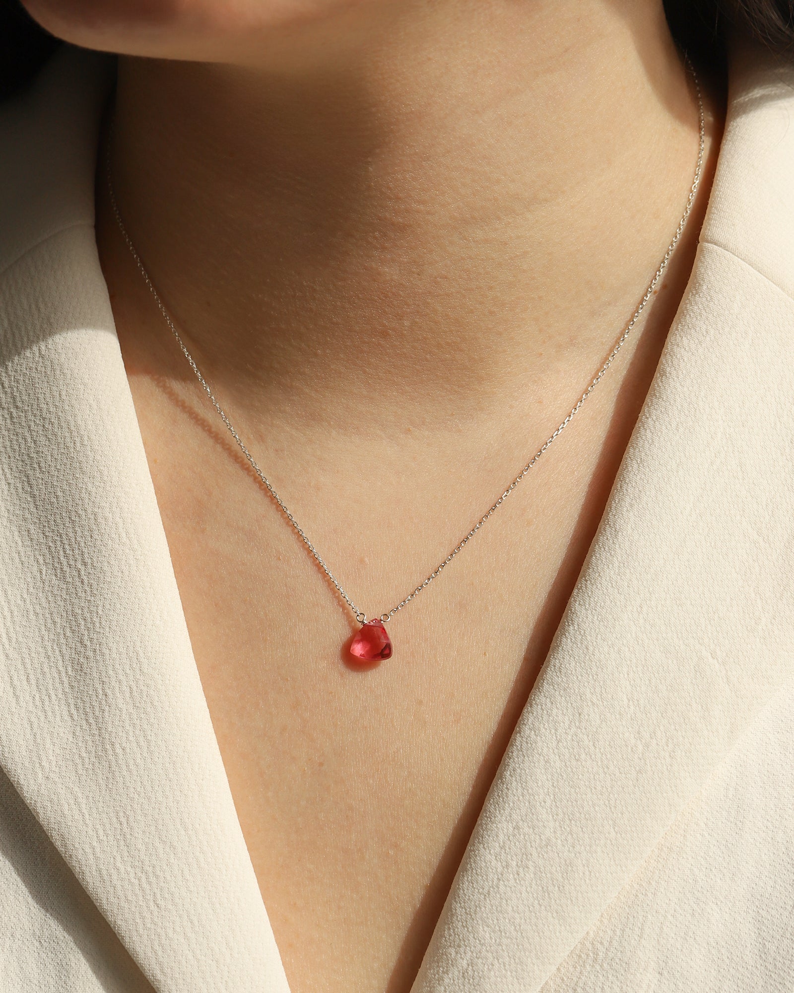 Stoned By Gem Jar-Pink Quartz Trillion Cable Chain Necklace-Necklaces-Blue Ruby Jewellery-Vancouver Canada