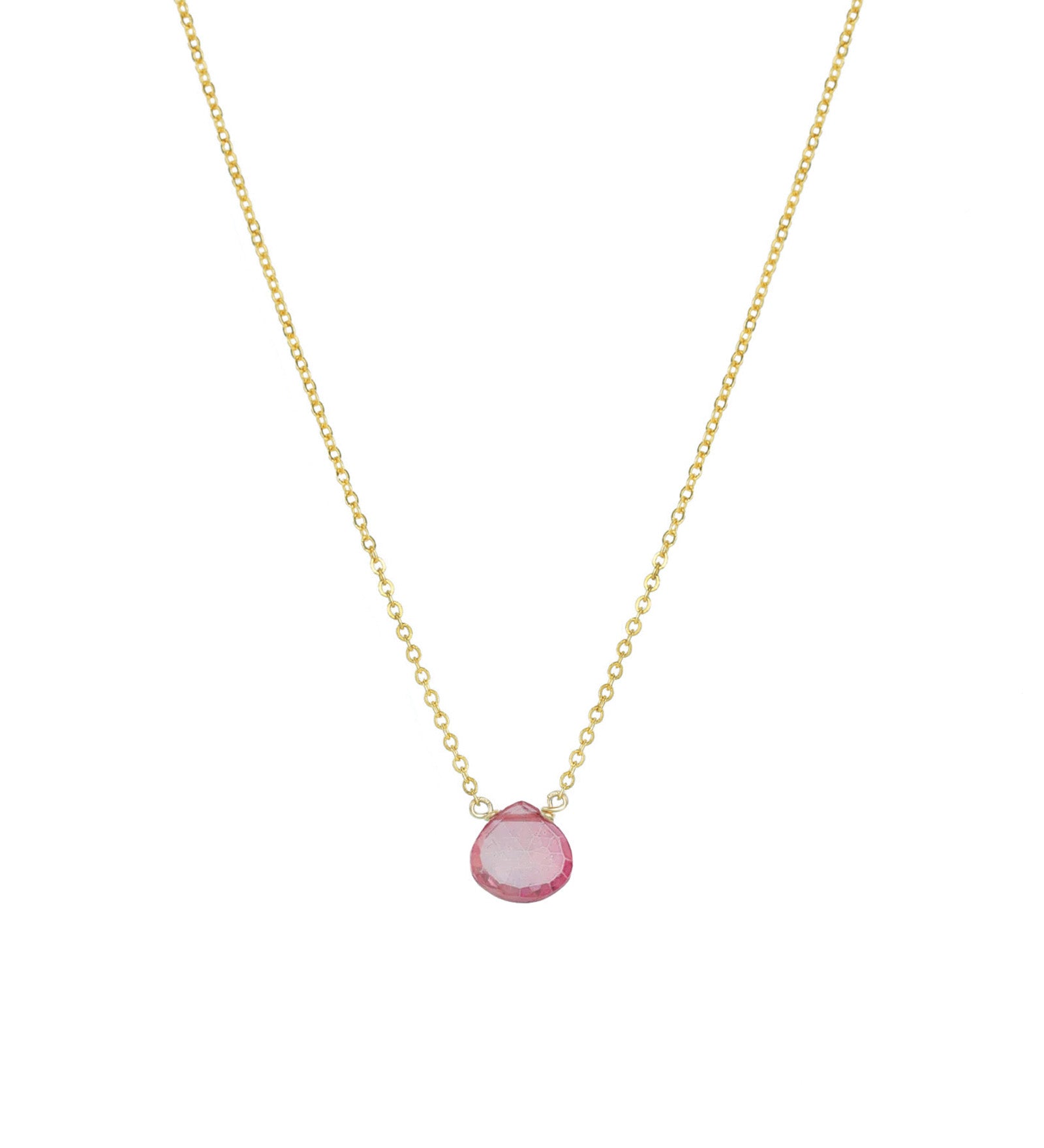 Stoned By Gem Jar-Pink Topaz Heart Cable Chain Necklace-Necklaces-14k Gold Filled, Pink Topaz-Blue Ruby Jewellery-Vancouver Canada