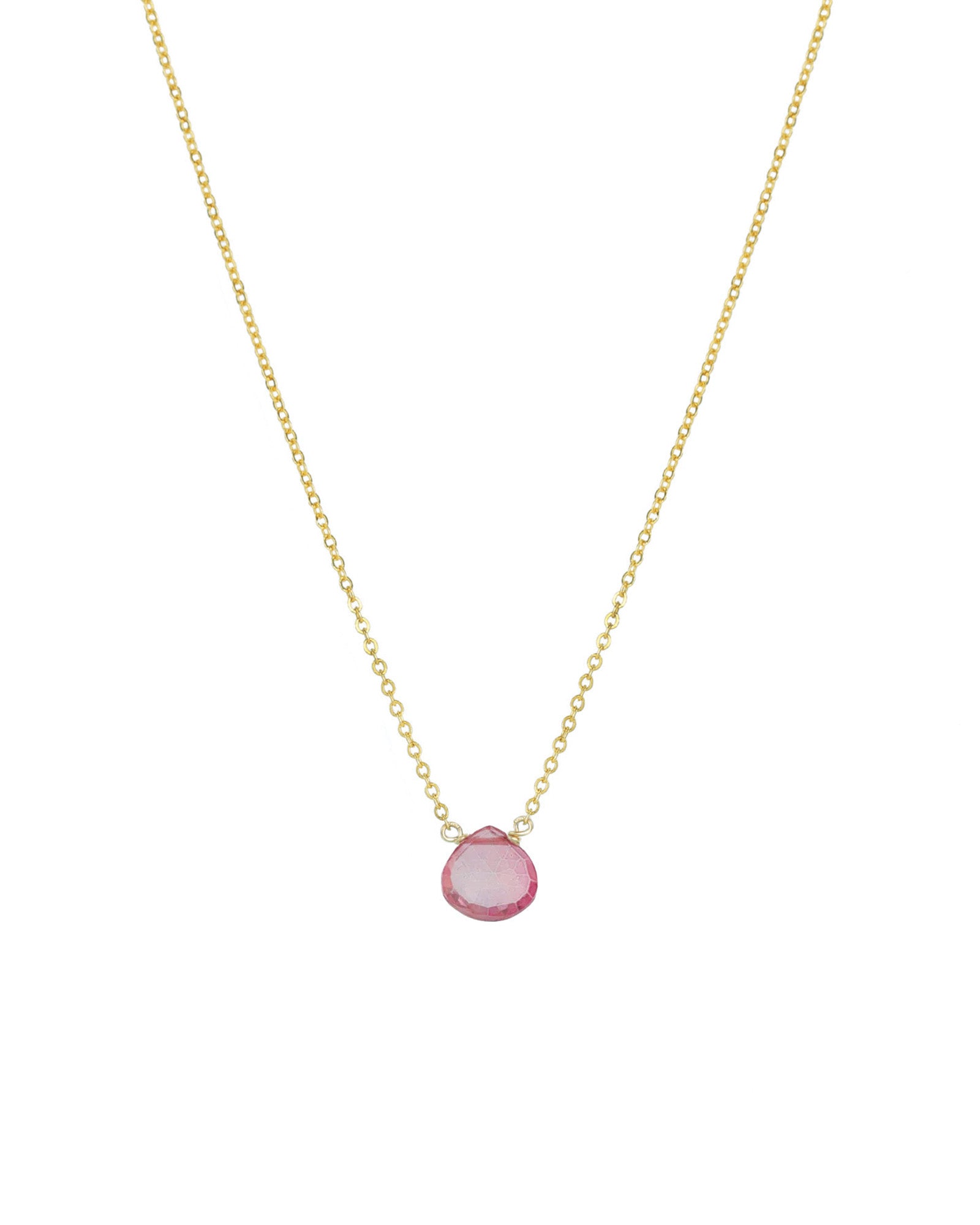 Stoned By Gem Jar-Pink Topaz Heart Cable Chain Necklace-Necklaces-14k Gold Filled, Pink Topaz-Blue Ruby Jewellery-Vancouver Canada