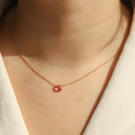 Stoned By Gem Jar-Pink Topaz Heart Cable Chain Necklace-Necklaces-Blue Ruby Jewellery-Vancouver Canada