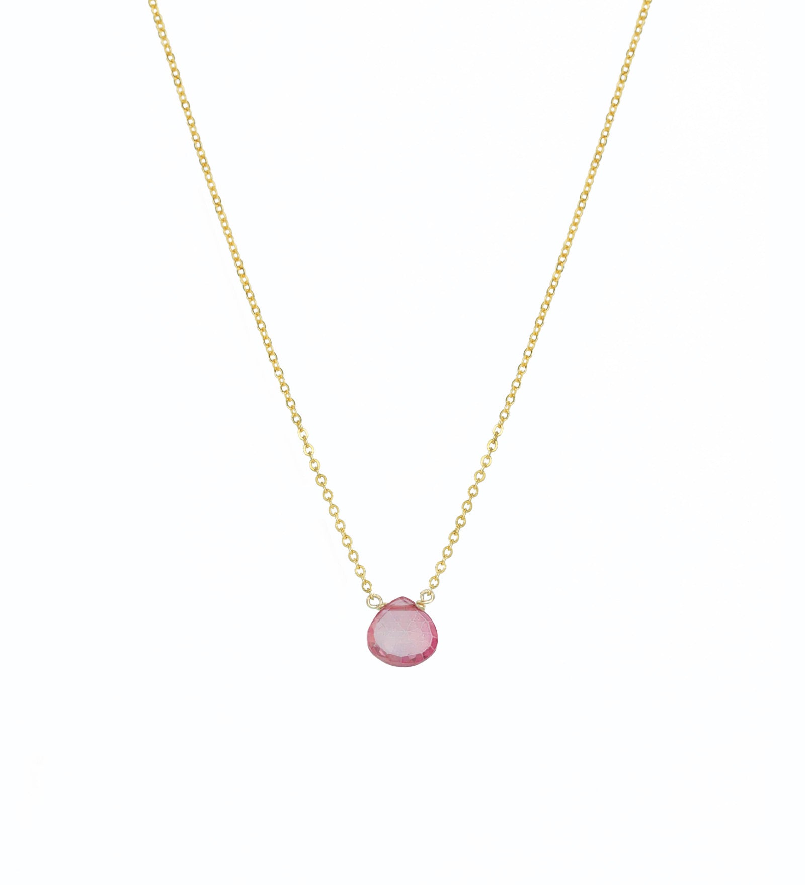 Stoned By Gem Jar-Pink Topaz Heart Cable Chain Necklace-Necklaces-14k Gold Filled, Pink Topaz-Blue Ruby Jewellery-Vancouver Canada