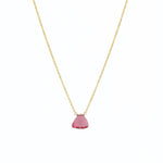 Stoned By Gem Jar-Pink Quartz Trillion Cable Chain Necklace-Necklaces-14k Gold Filled, Pink Quartz-Blue Ruby Jewellery-Vancouver Canada