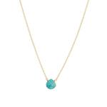 Heart Stone Curb Chain Necklace 14k Gold Filled, Turquoise