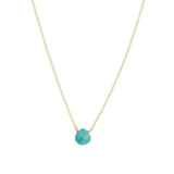 Heart Stone Curb Chain Necklace 14k Gold Filled, Turquoise