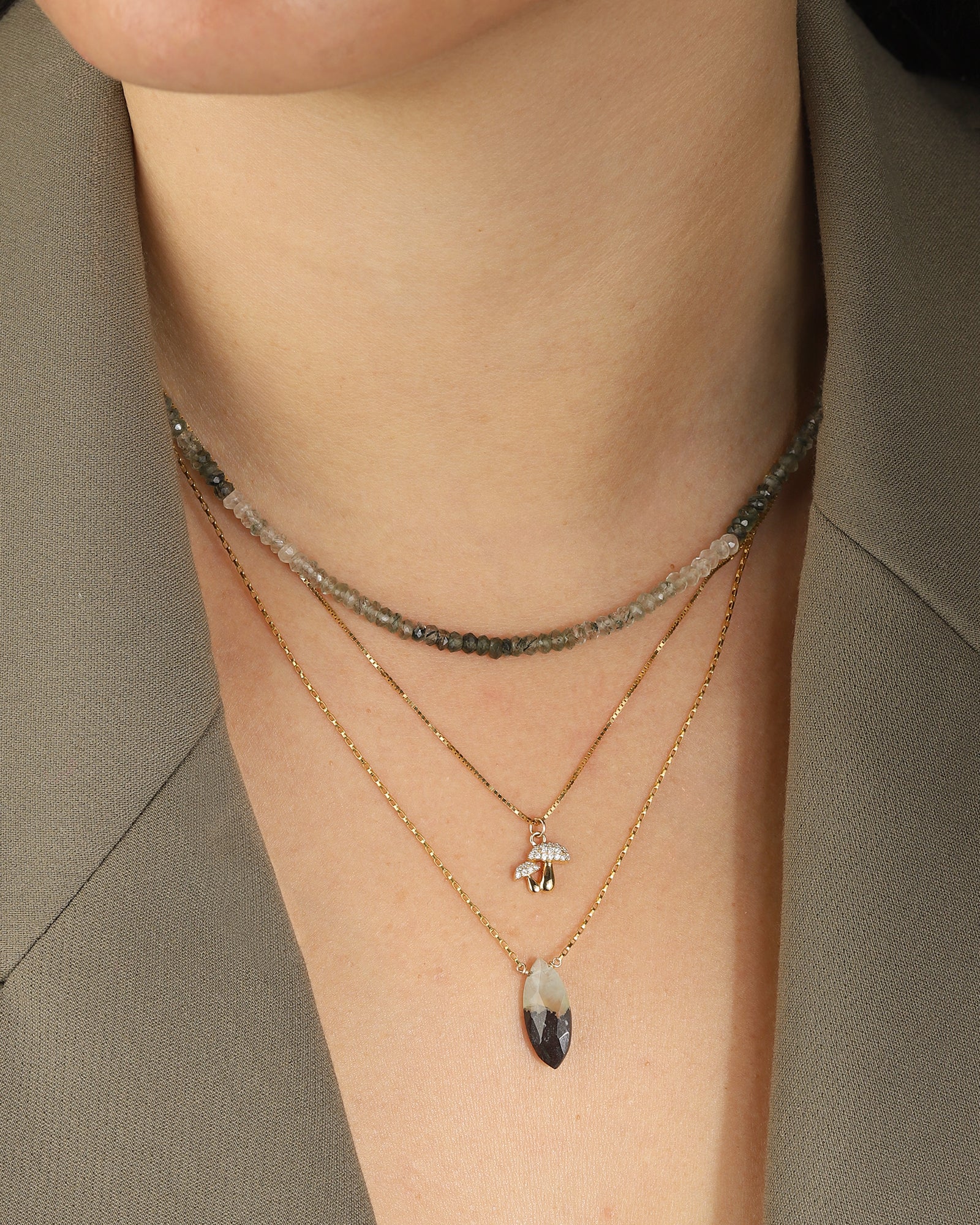 Stoned By Gem Jar-Prehnite Marquise Box Chain Necklace-Necklaces-Blue Ruby Jewellery-Vancouver Canada