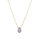 Amethyst Pear Box Chain Necklace 14k Gold Filled, Amethyst