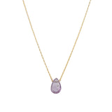 Amethyst Pear Box Chain Necklace 14k Gold Filled, Amethyst