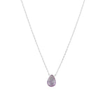 Stoned By Gem Jar-Amethyst Pear Box Chain Necklace-Necklaces-Sterling Silver, Amethyst-Blue Ruby Jewellery-Vancouver Canada