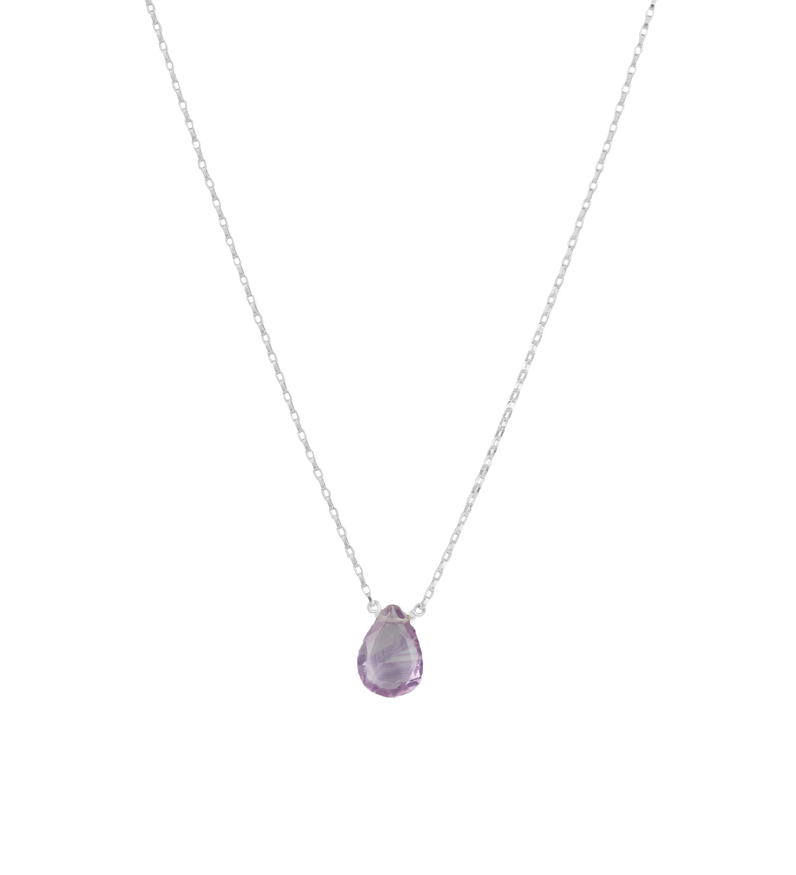 Stoned By Gem Jar-Amethyst Pear Box Chain Necklace-Necklaces-Sterling Silver, Amethyst-Blue Ruby Jewellery-Vancouver Canada