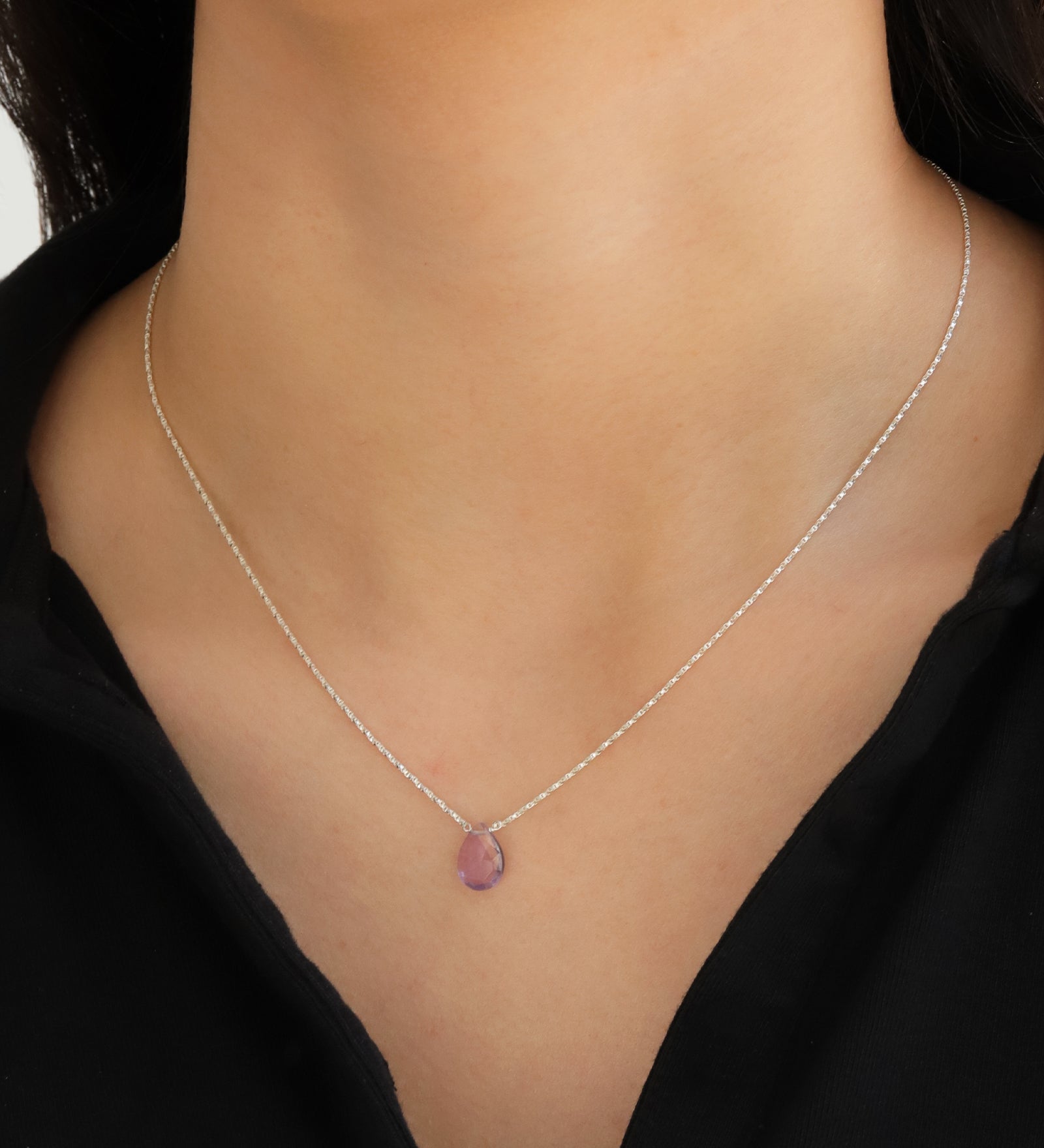 Stoned By Gem Jar-Pear Stone Box Chain Necklace-Necklaces-Blue Ruby Jewellery-Vancouver Canada