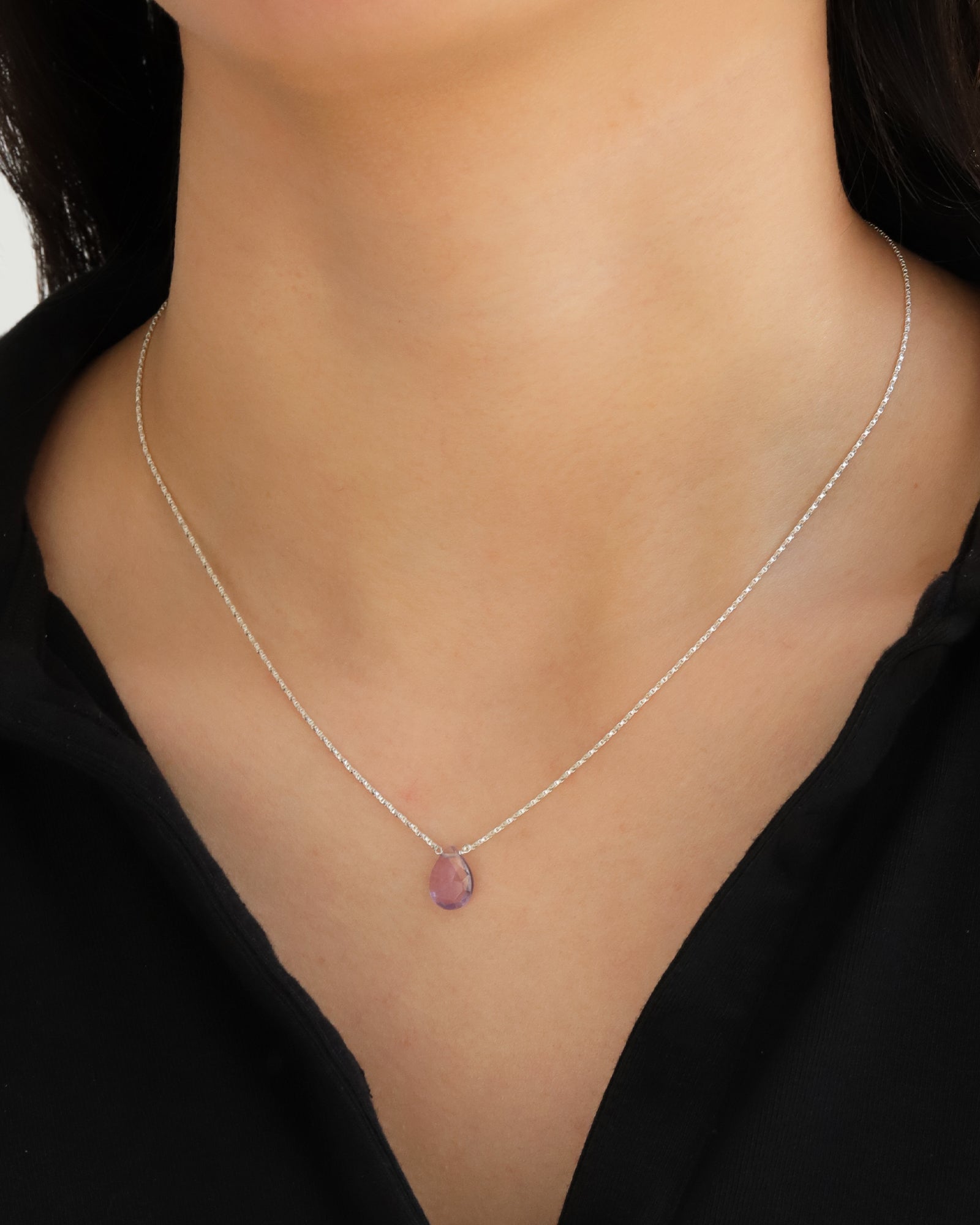 Stoned By Gem Jar-Pear Stone Box Chain Necklace-Necklaces-Blue Ruby Jewellery-Vancouver Canada