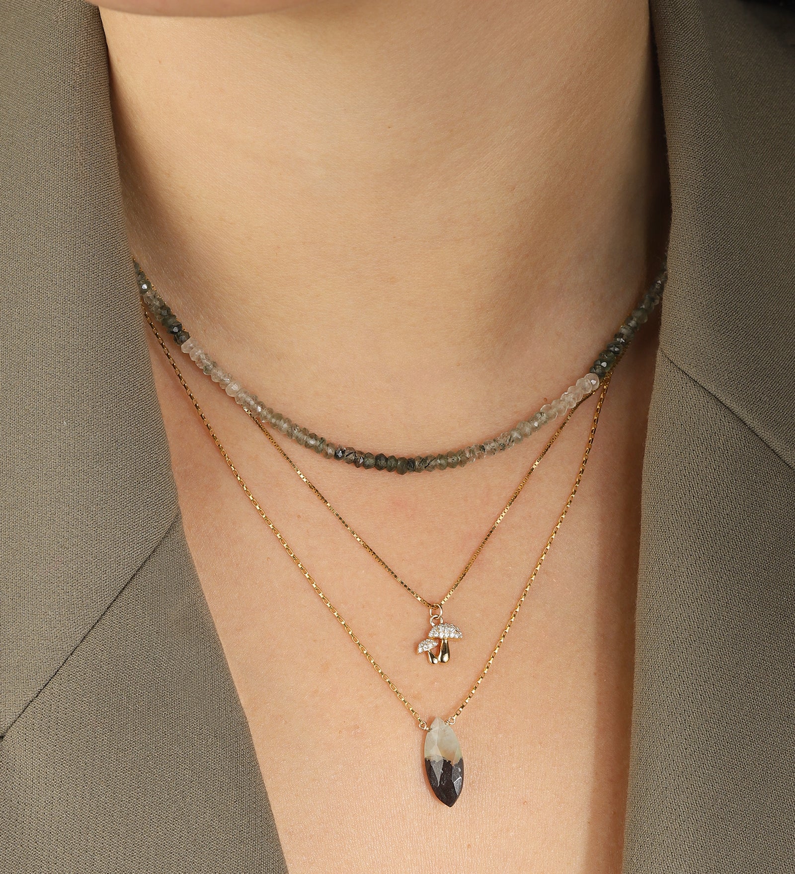 Stoned By Gem Jar-Prehnite Marquise Box Chain Necklace-Necklaces-Blue Ruby Jewellery-Vancouver Canada