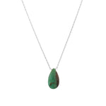 Stoned By Gem Jar-Chrysoprase Pear Box Chain Necklace-Necklaces-Sterling Silver, Chrysoprase-Blue Ruby Jewellery-Vancouver Canada
