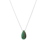 Stoned By Gem Jar-Chrysoprase Pear Box Chain Necklace-Necklaces-Sterling Silver, Chrysoprase-Blue Ruby Jewellery-Vancouver Canada