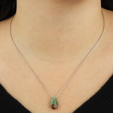 Stoned By Gem Jar-Chrysoprase Pear Box Chain Necklace-Necklaces-Blue Ruby Jewellery-Vancouver Canada