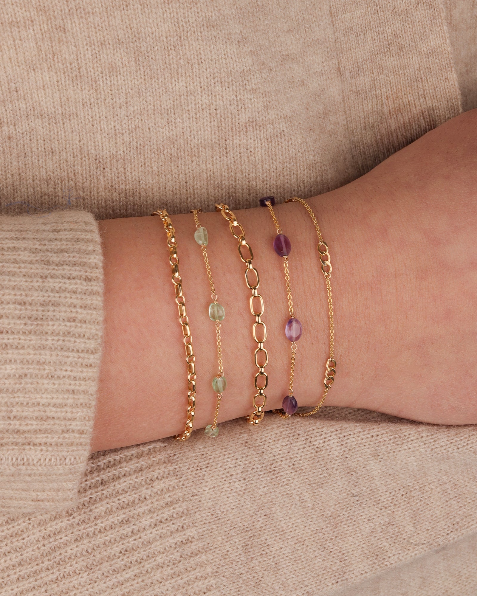 Stoned By Gem Jar-Six Oval Station Bracelet-Bracelets-Blue Ruby Jewellery-Vancouver Canada