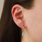 Stoned By Gem Jar-Blue Chalcedony Pear Drop Huggies | 15mm-Earrings-Blue Ruby Jewellery-Vancouver Canada