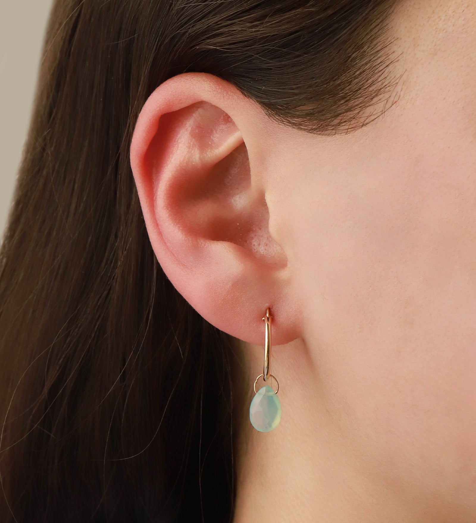 Stoned By Gem Jar-Blue Chalcedony Pear Drop Huggies | 15mm-Earrings-Blue Ruby Jewellery-Vancouver Canada