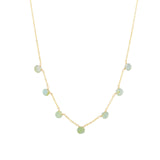Seven Heart Stone Drop Necklace 14k Gold Filled, Green Opal
