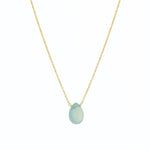Stoned By Gem Jar-Sea Blue Chalcedony Pear Cable Chain Necklace-Necklaces-14k Gold Filled, Sea Blue Chalcedony-Blue Ruby Jewellery-Vancouver Canada