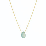Stoned By Gem Jar-Sea Blue Chalcedony Pear Cable Chain Necklace-Necklaces-14k Gold Filled, Sea Blue Chalcedony-Blue Ruby Jewellery-Vancouver Canada