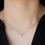 Heart Stone Cable Chain Necklace 14k Gold Filled, Apatite