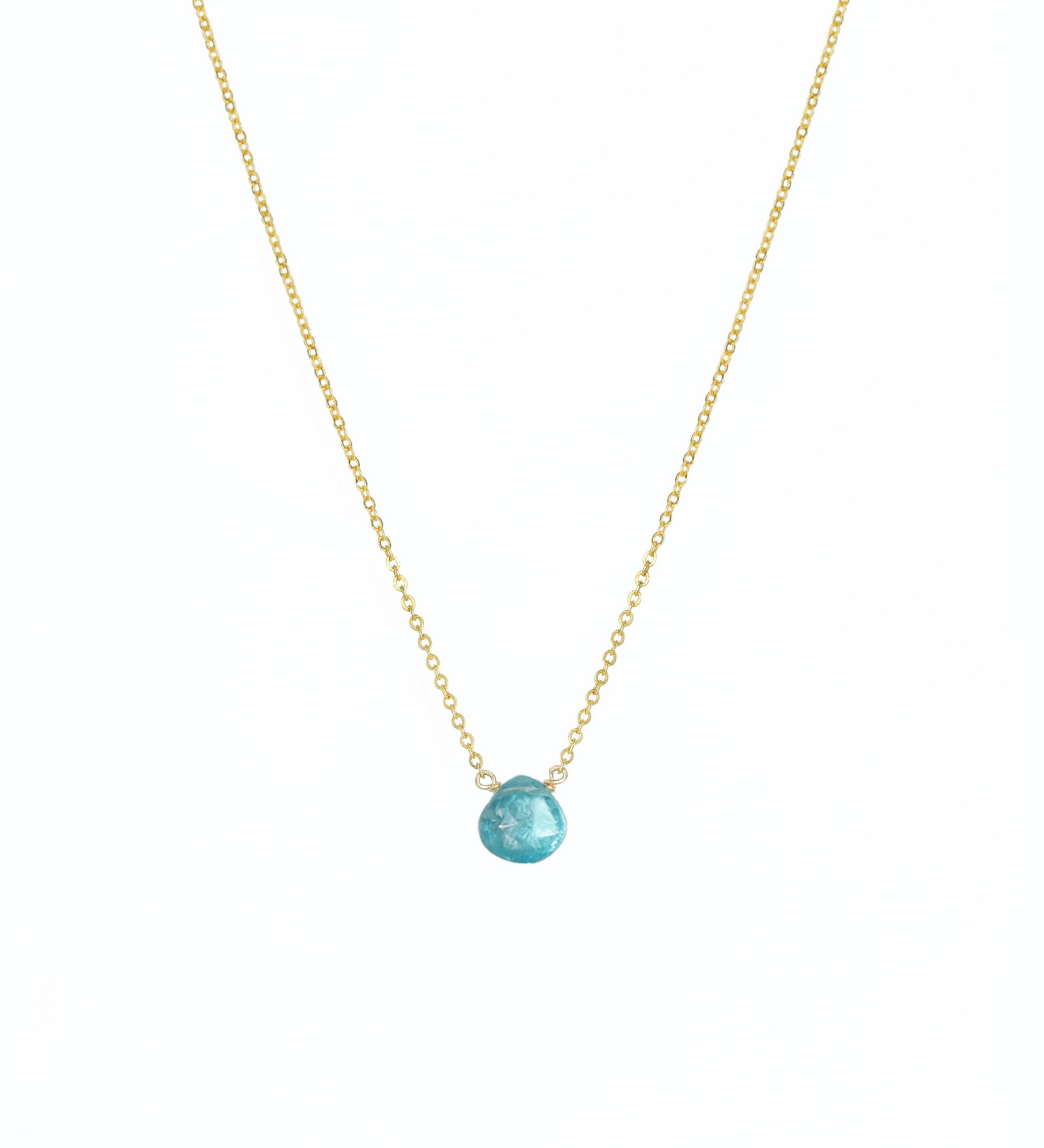 Stoned By Gem Jar-Apatite Heart Cable Chain Necklace-Necklaces-14k Gold Filled, Apatite-Blue Ruby Jewellery-Vancouver Canada