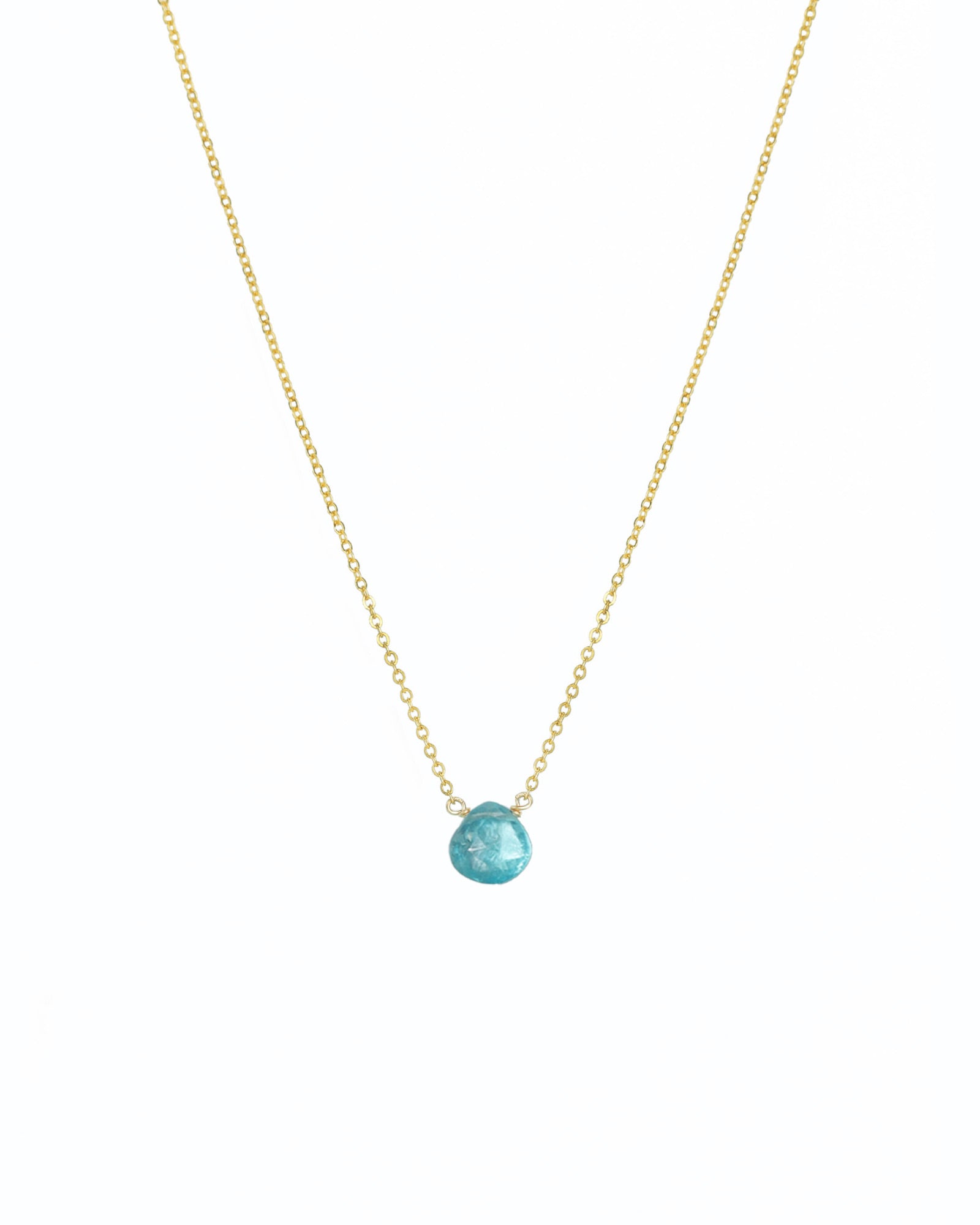 Stoned By Gem Jar-Apatite Heart Cable Chain Necklace-Necklaces-14k Gold Filled, Apatite-Blue Ruby Jewellery-Vancouver Canada