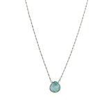 Heart Bezel Stone Box Chain Necklace Sterling Silver, Larimar