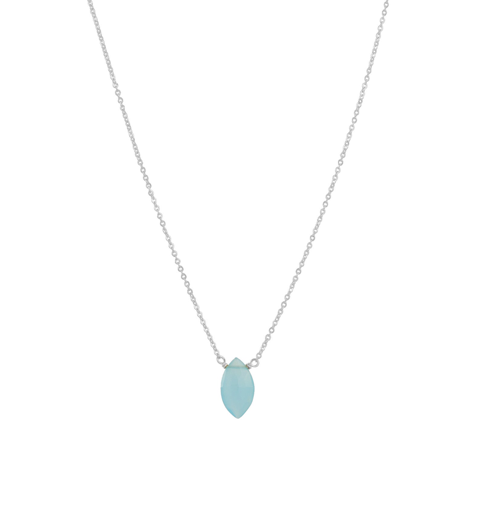 Stoned By Gem Jar-Blue Chalcedony Marquise Cable Chain Necklace-Necklaces-Sterling Silver, Blue Chalcedony-Blue Ruby Jewellery-Vancouver Canada