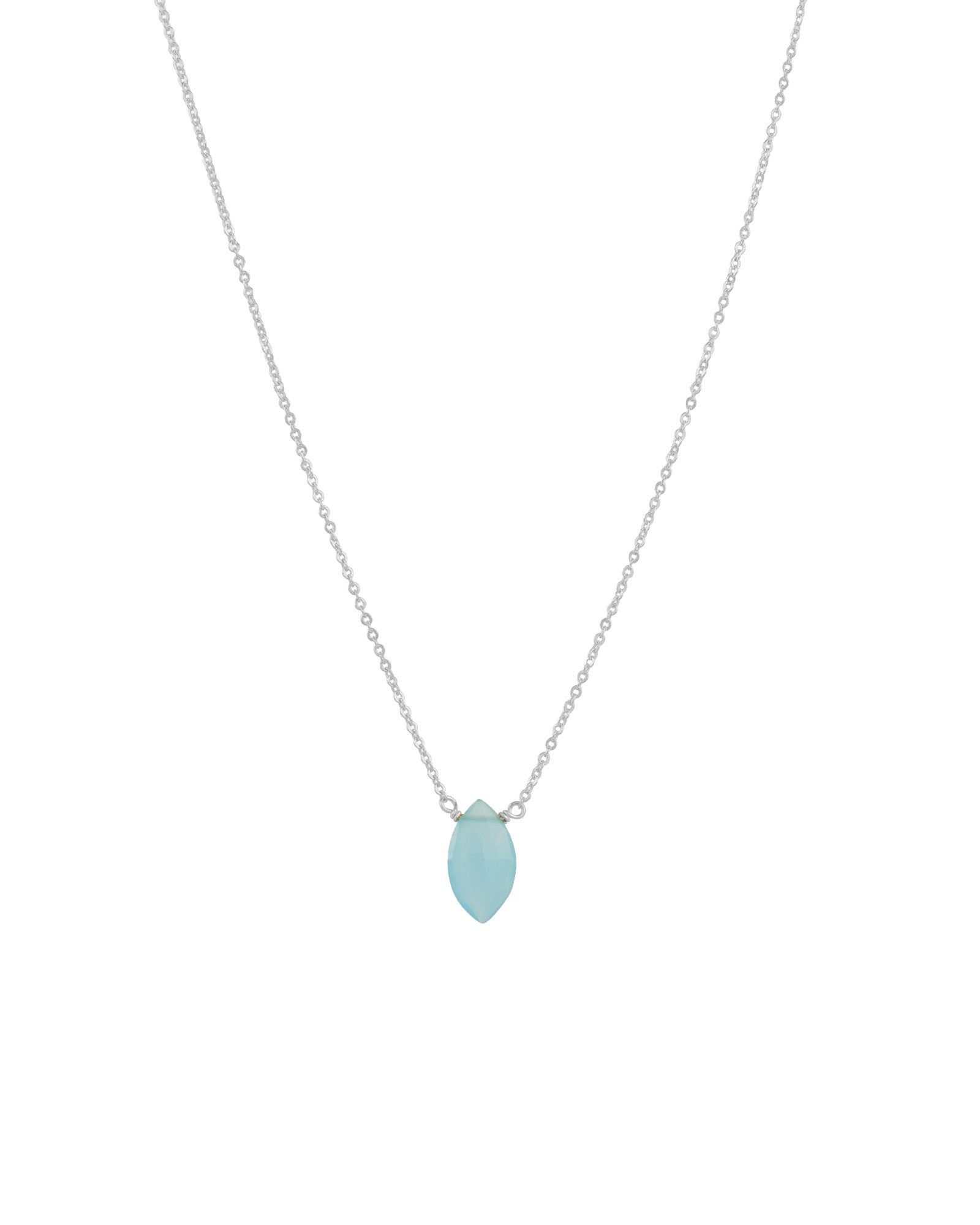 Stoned By Gem Jar-Blue Chalcedony Marquise Cable Chain Necklace-Necklaces-Sterling Silver, Blue Chalcedony-Blue Ruby Jewellery-Vancouver Canada