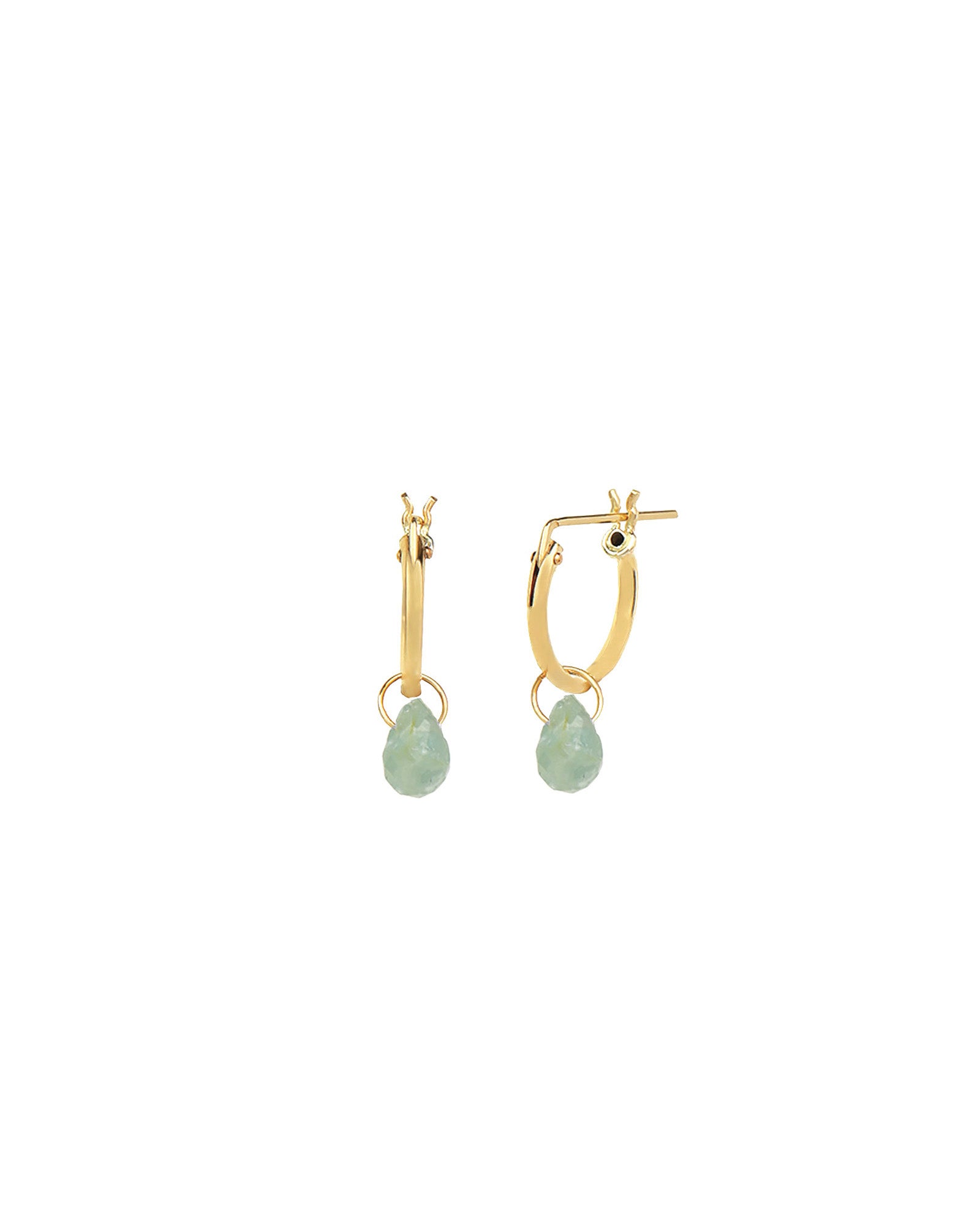 Stoned By Gem Jar-Aquamarine Teardrop Floating Drop Huggies | 10mm-Earrings-Blue Ruby Jewellery-Vancouver Canada