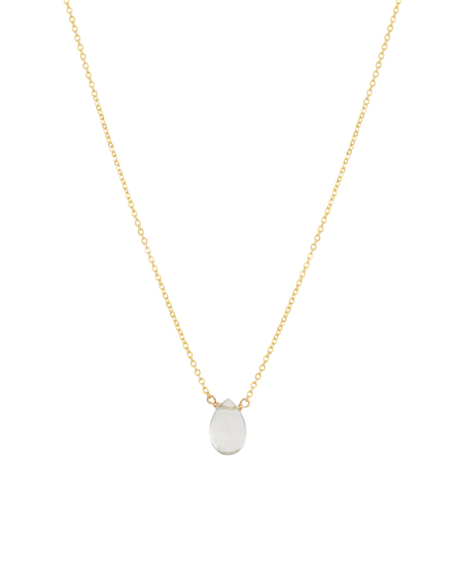 Chalcedony Pear Cable Chain Necklace 14k Gold Filled, Chalcedony