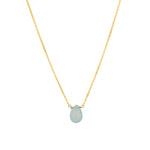 Aqua Chalcedony Pear Cable Chain Necklace 14k Gold Filled, Aqua Chalcedony