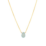 Aqua Chalcedony Pear Cable Chain Necklace 14k Gold Filled, Aqua Chalcedony