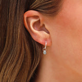 Aquamarine Teardrop Floating Drop Huggies | 12mm