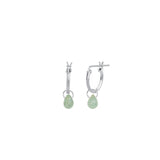 Aquamarine Teardrop Floating Drop Huggies | 12mm Sterling Silver, Blue Aquamarine