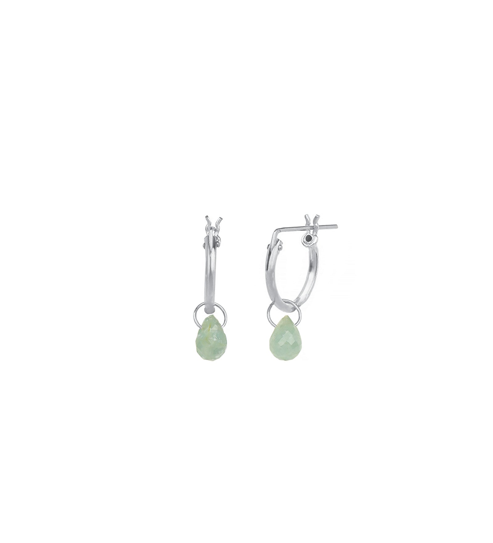Aquamarine Teardrop Floating Drop Huggies | 12mm Sterling Silver, Blue Aquamarine