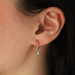 Labradorite Teardrop Floating Drop Huggies | 12mm 14k Gold Filled, Labradorite