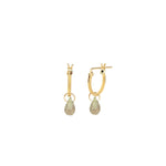 Labradorite Teardrop Floating Drop Huggies | 12mm 14k Gold Filled, Labradorite
