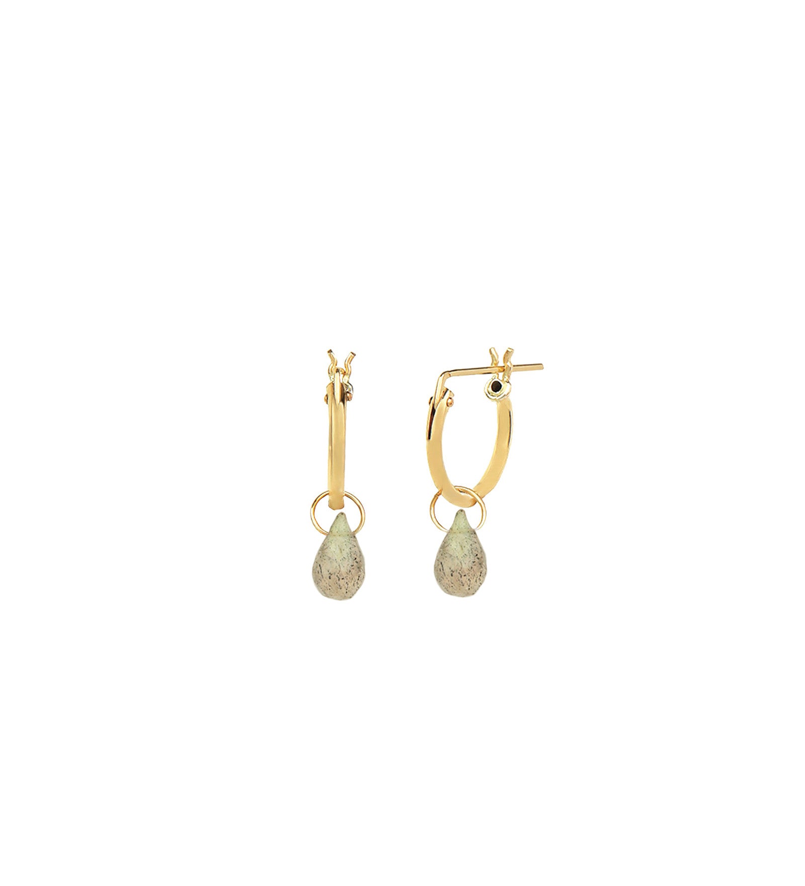 Labradorite Teardrop Floating Drop Huggies | 12mm 14k Gold Filled, Labradorite