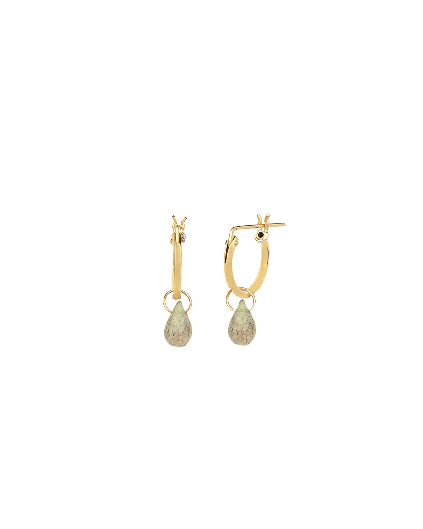 Labradorite Teardrop Floating Drop Huggies | 12mm 14k Gold Filled, Labradorite